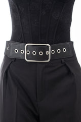 Cintura elastica larga con fibbia rettangolare regolabile