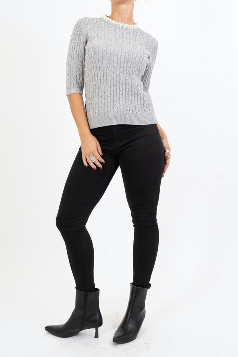Maglia Chic a Trecce con Perle