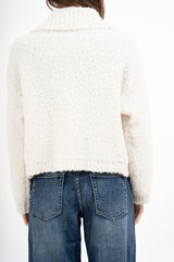 Giacca corta in filato bouclé con colletto e zip metallica