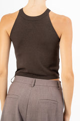 Top scollo all’americana in filato leggero