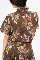 Camicia velata in cotone fantasia Forest Leaf.