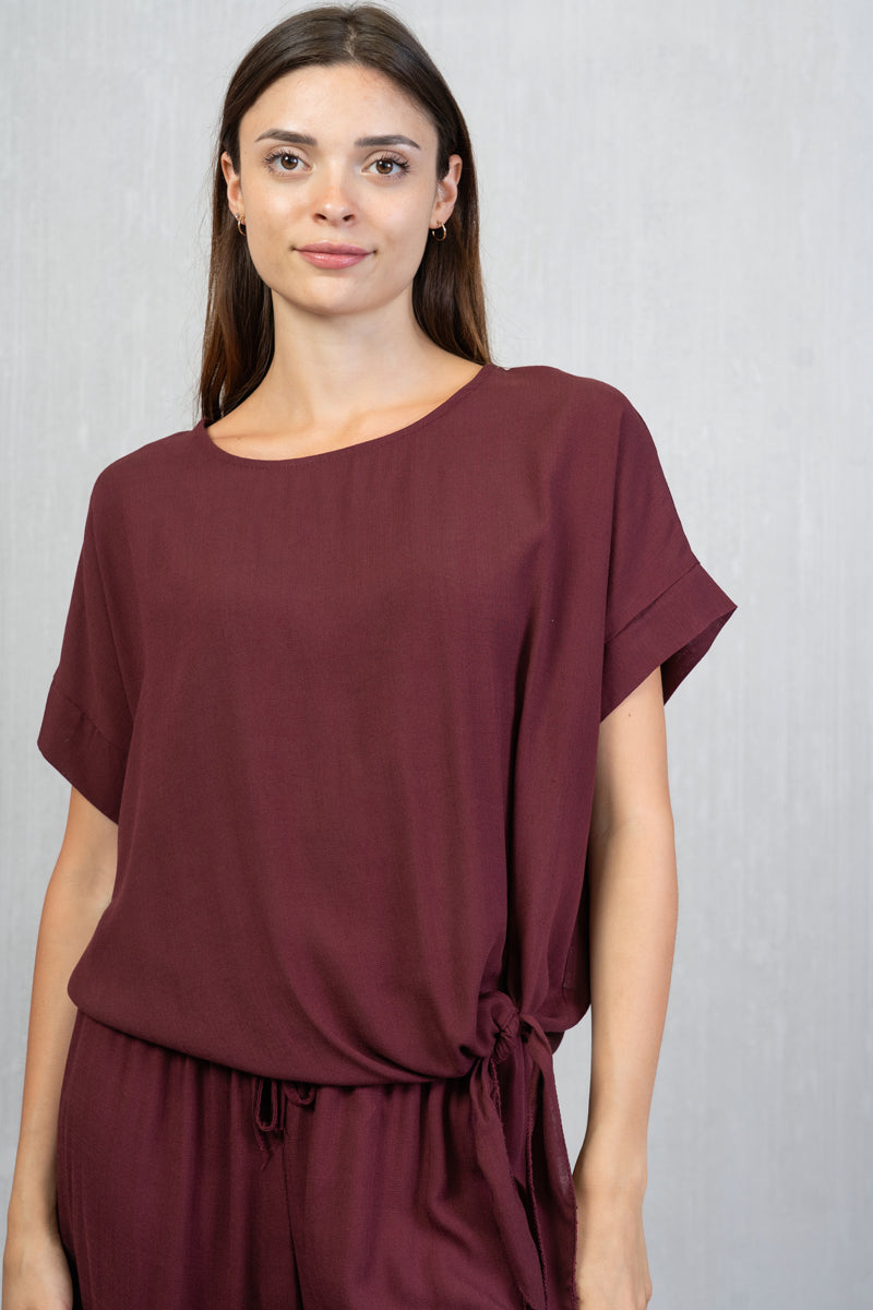 Maglia con nodo in tela di viscosa