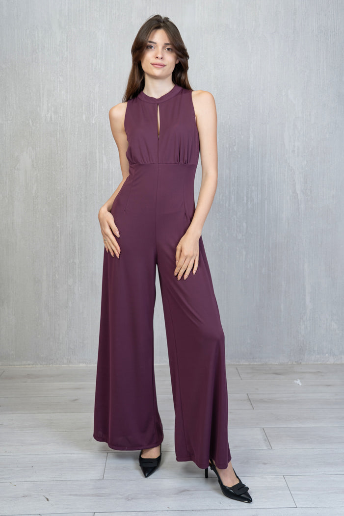 Tuta Elegance Borgogna con Goccia e Gamba Palazzo