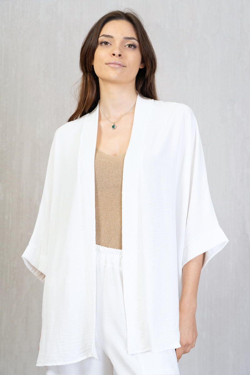 Kimono corto in tessuto fluido
