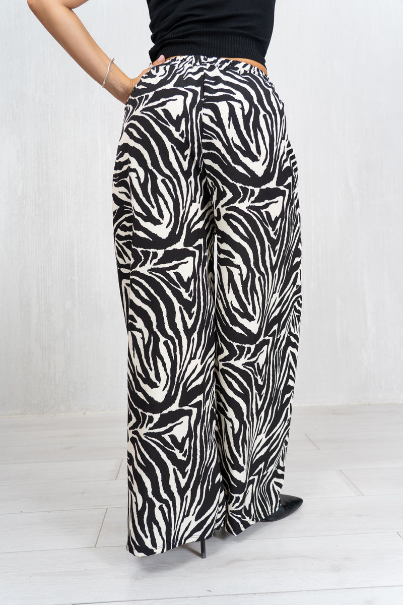 Pantalone Zebra Flow palazzo in misto viscosa