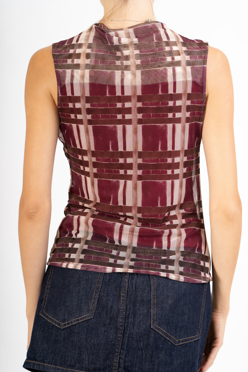 Maglia smanicata drappeggiata fantasia Urban Check
