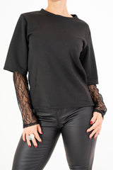 Maglia Lace Layer over con maniche in pizzo