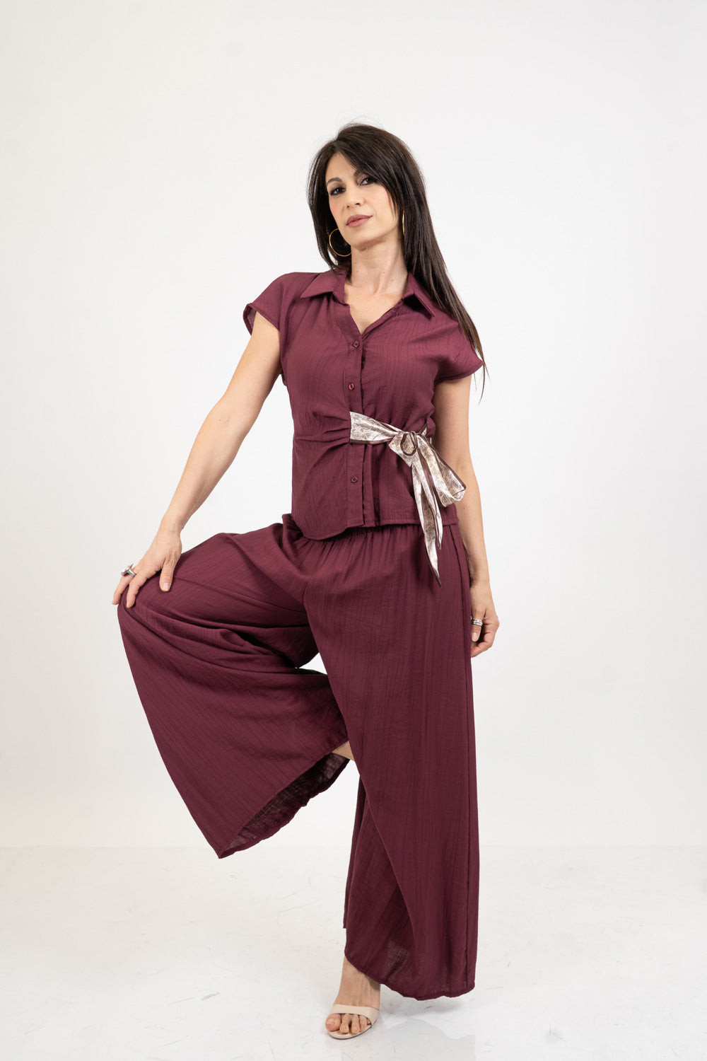 Camicia EasyWave con fusciacca foulard in raso.