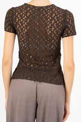 T-shirt goffrata semi-trasparente elasticizzata
