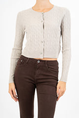 Cardigan corto in lurex con disegno a treccia