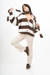 Pantalone a Coste a Zampa in Cotone – Beige