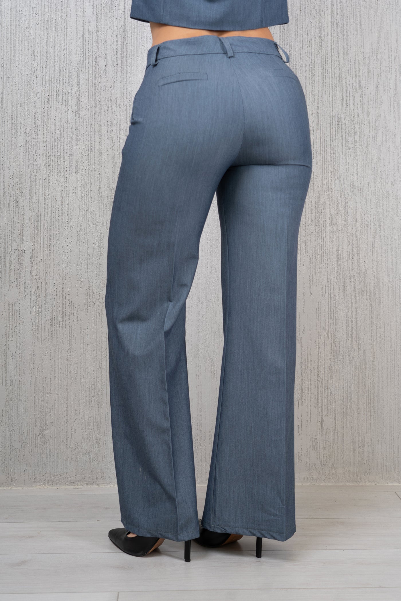 Pantalone Palazzo in Poliviscosa Effetto Jeans