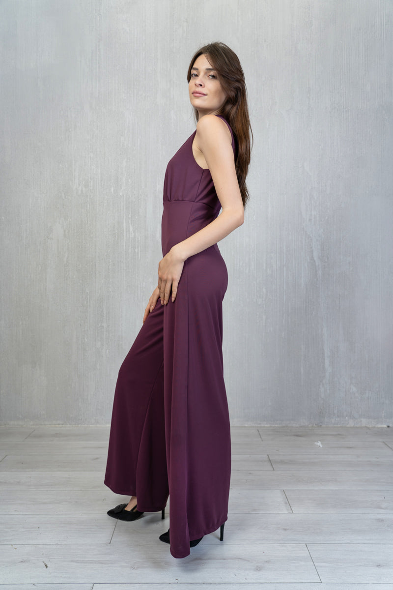 Tuta Elegance Borgogna con Goccia e Gamba Palazzo