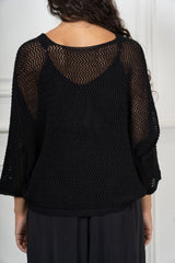 Cardigan Traforato in Cotone con Bottoni