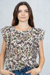 Maglia in tencel velato con fantasia “Botanic Mist”