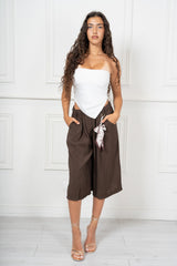 Pantalone Midi in Misto Viscosa con Fusciacca Charm