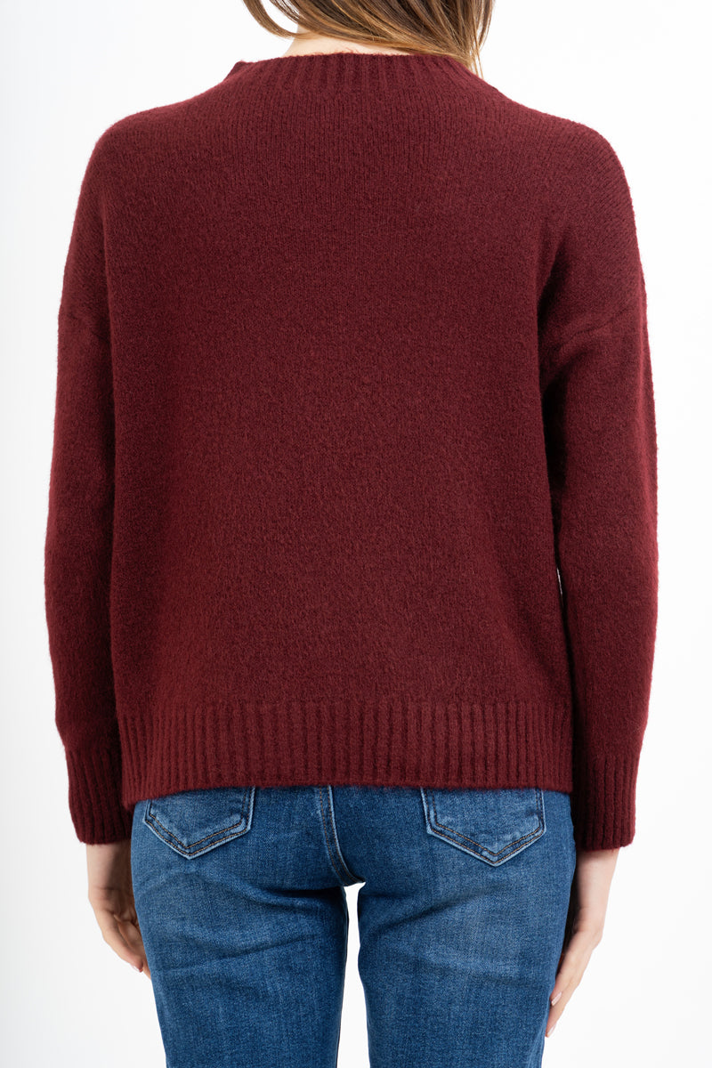 Maglione girocollo con scritta “Non vi sopporto più!” in misto lana Made in Italy