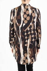 Camicia lunga in viscosa GeoFusion con collo coreano