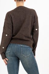 Cardigan SweetHeart in misto lana con ricami a cuore