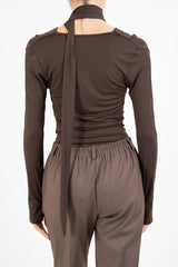 Maglia DrapeLuxe con fusciacca al collo