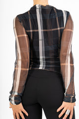 Maglia trasparente fantasia CheckFlair con maniche arricciate
