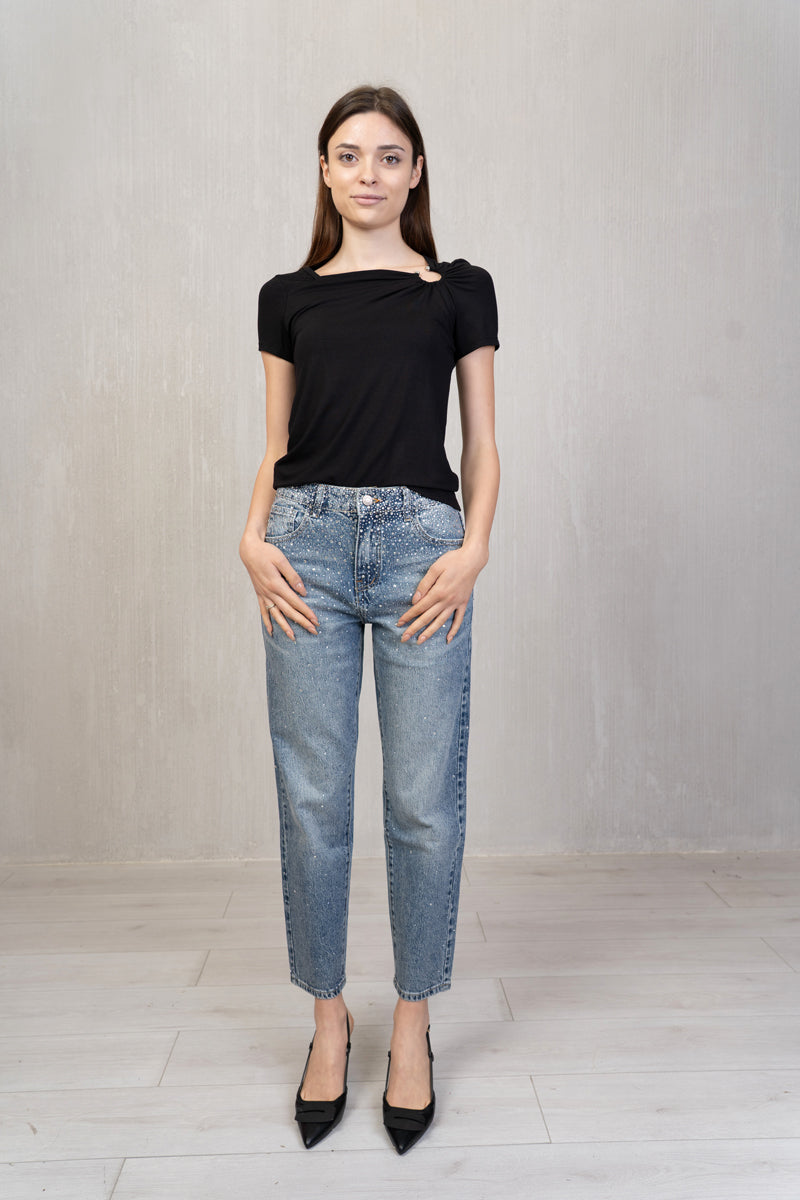 Maglia Viscosa con Anello Drappeggiato