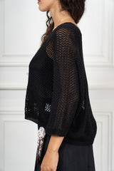 Cardigan Traforato in Cotone con Bottoni