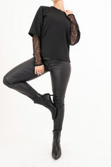 Maglia Lace Layer over con maniche in pizzo