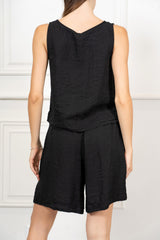 Completo in Tencel e Lino con Top Smanicato e Bermuda