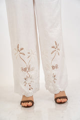Completo palme traforate in rayon lino.