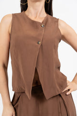 Gilet incrociato in misto viscosa.