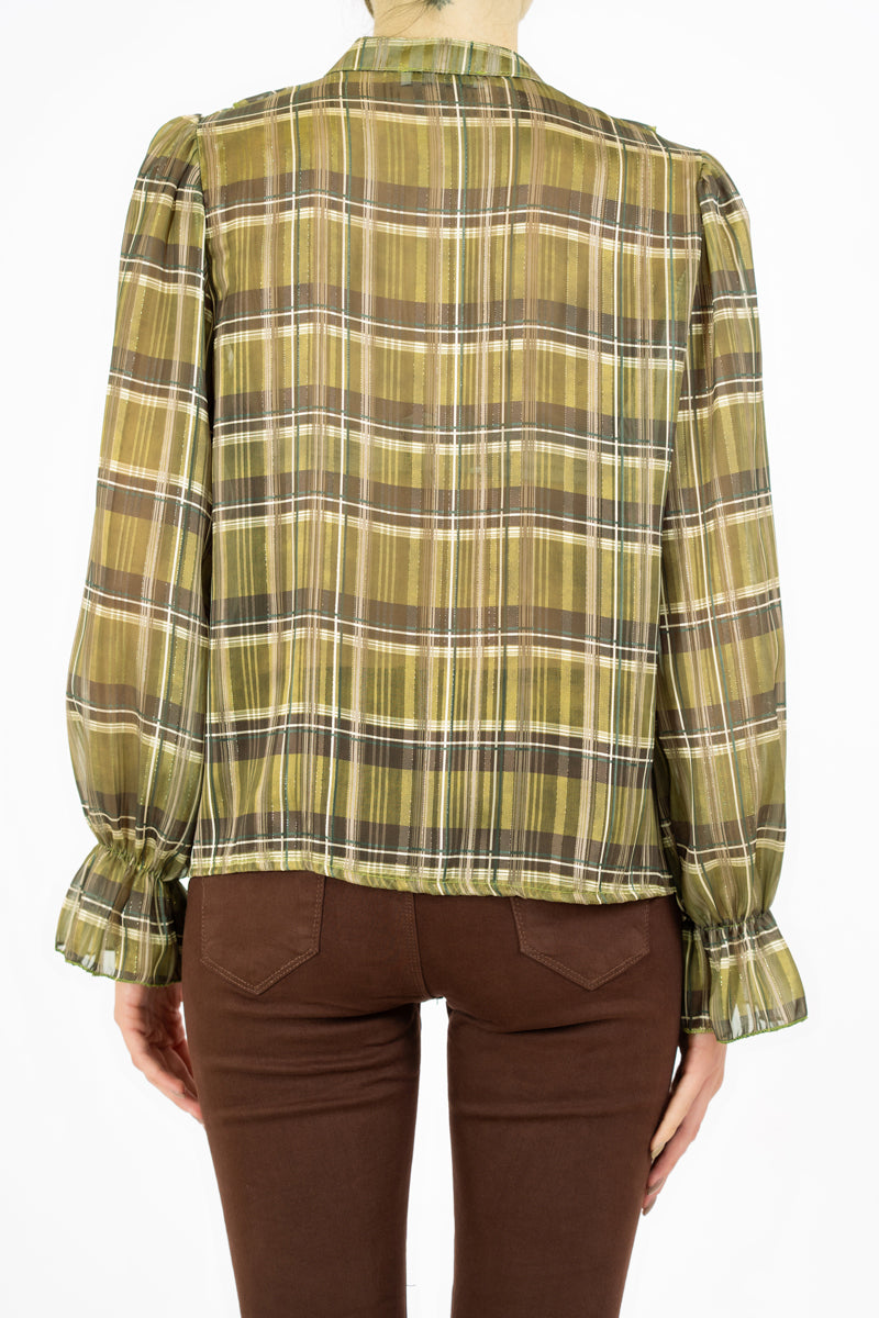 Maglia ShineCheck in georgette con rouche e lurex