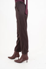 Pantalone CityLine slim fit in poliviscosa marrone
