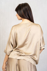 Maglia over viscosa e seta scollo a V
