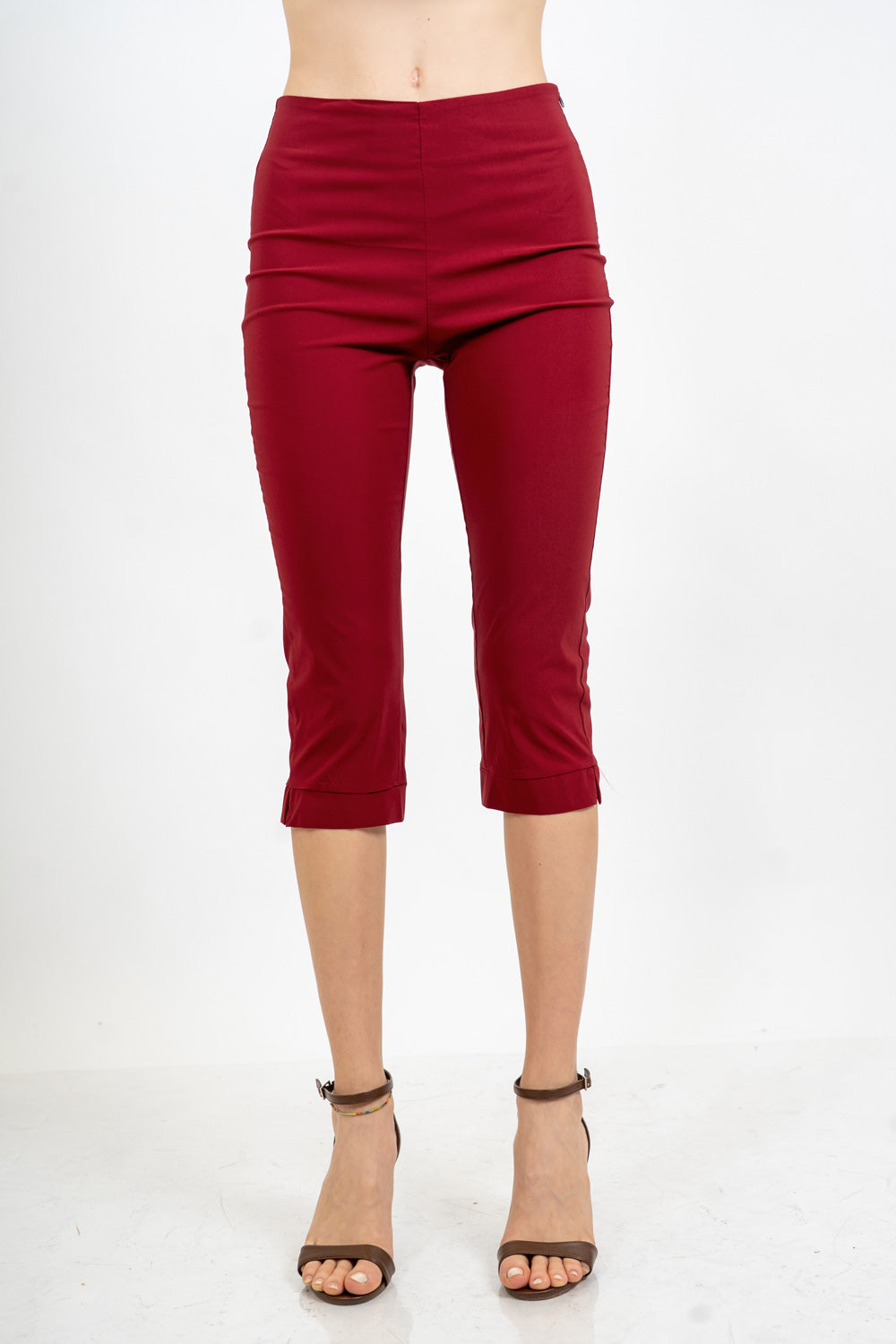 Pantalone Capri elasticizzato con spacchetto