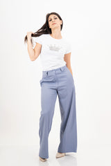 modella indossando T-shirt donna con corona di strass in cotone elasticizzato colore