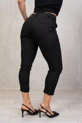 Pantalone slim in cotone elasticizzato Nero