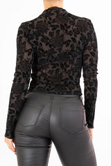 Maglia Velvet Bloom semitrasparente in lurex floccato