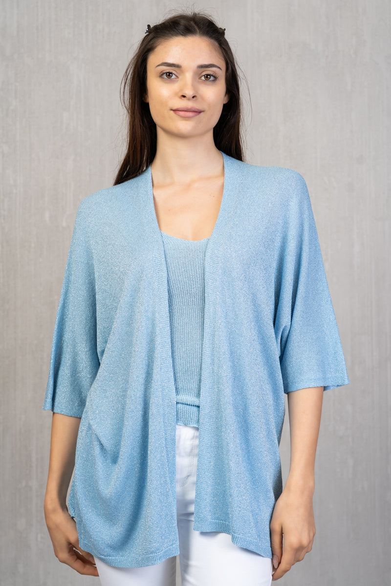 Cardigan lungo in filo lurex