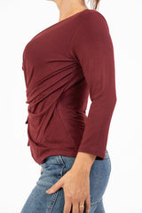 Maglia drappeggiata in viscosa con nodo laterale