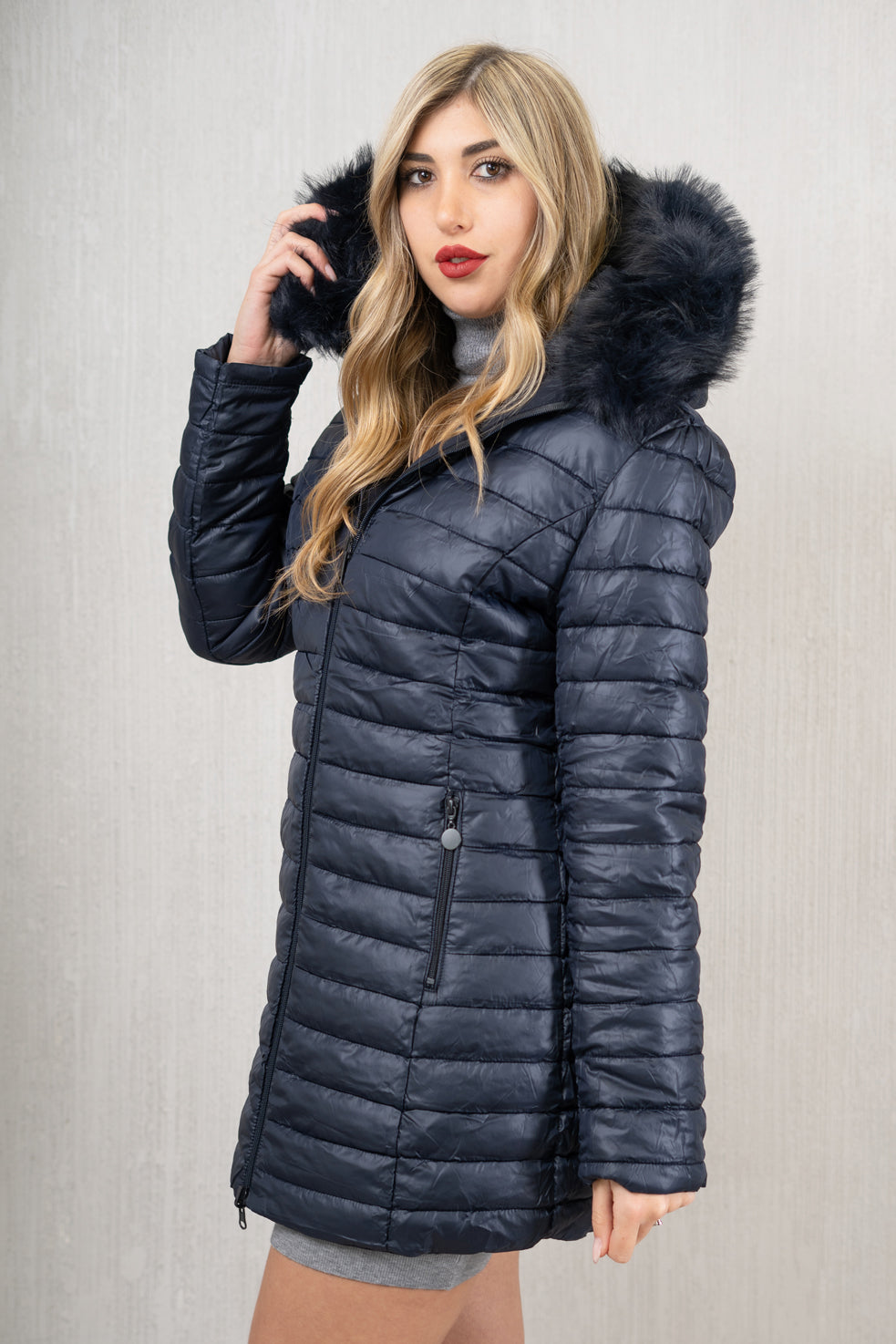 Piumino double face zip scomparsa blu