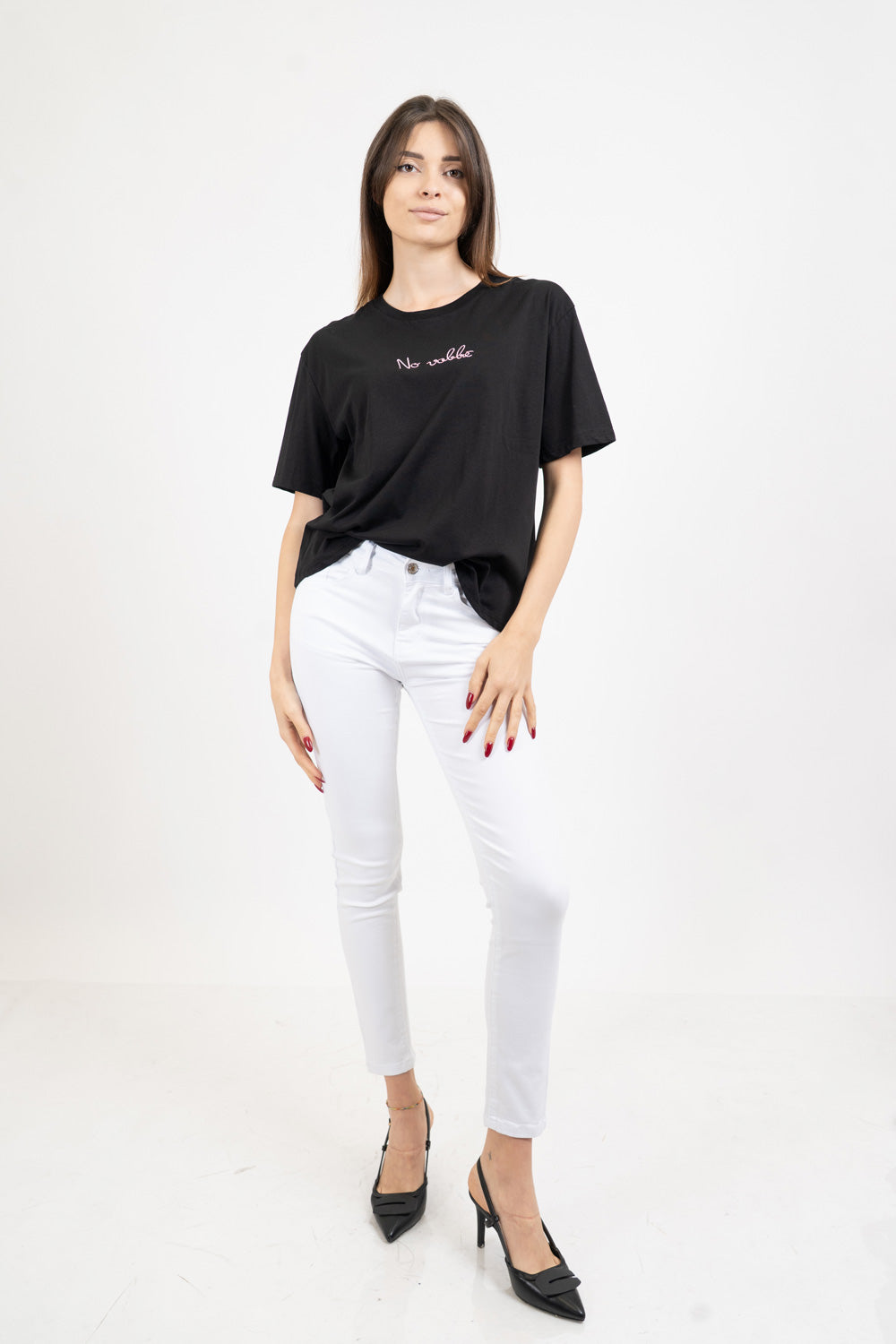 T-shirt scritta cotone “No Vabbè”.