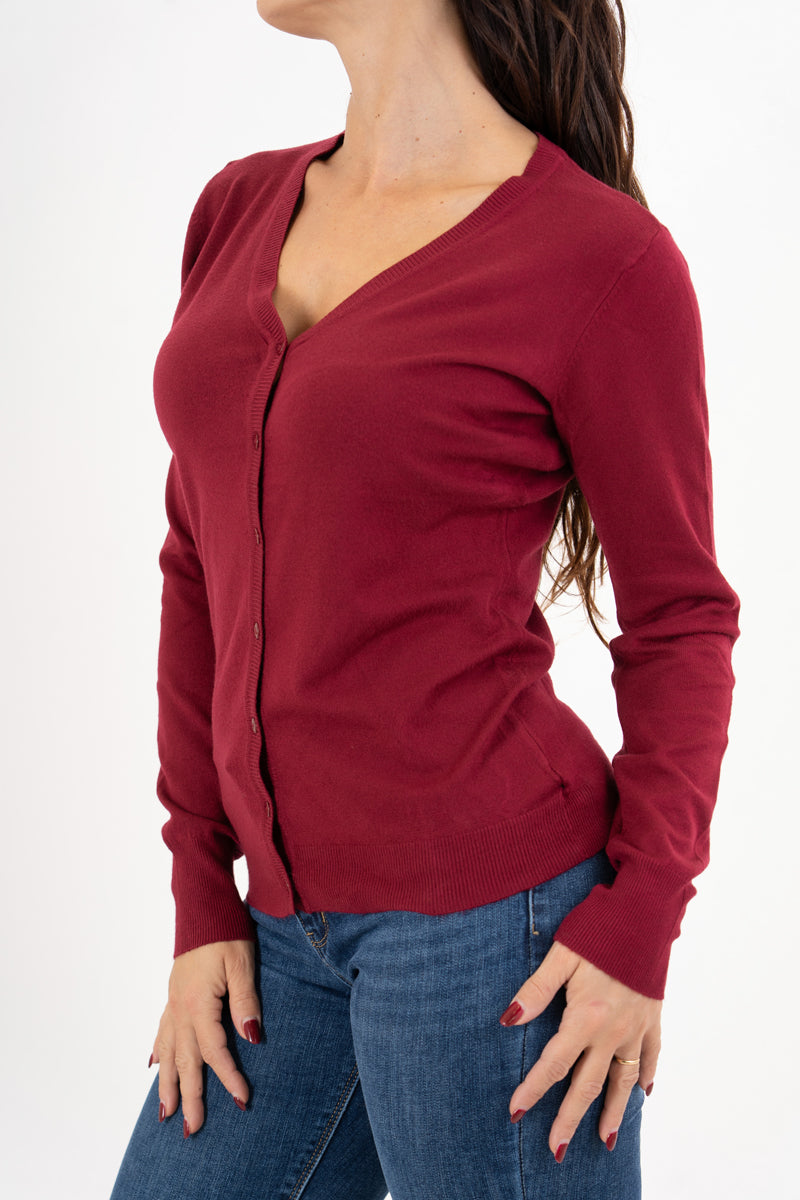 Cardigan in maglia fine con bottoni