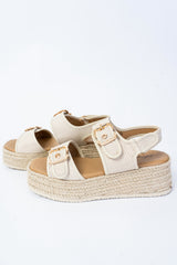 Sandali platform con fibbie e fondo corda