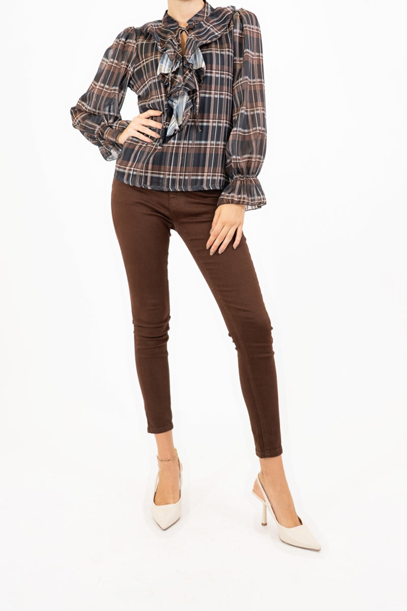 Maglia ShineCheck in georgette con rouche e lurex