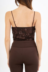Body bustier in microrete con paillettes