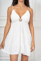 Abito Corto Balze con Spilla Sole