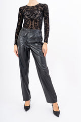 Pantalone High Waist in Finta Pelle