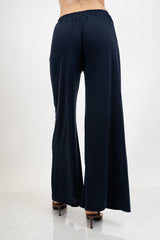 Pantalone palazzo in viscosa elasticizzata con coulisse Made in Italy.
