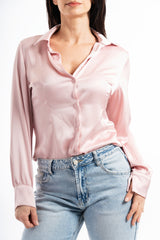 Camicia in raso avvitata rosa